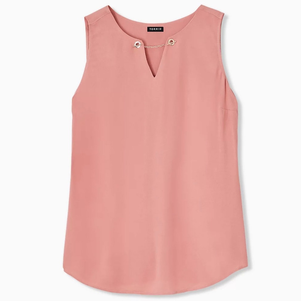 NWOT Torrid Dusty Coral Crepe Chain Front Tank 0X